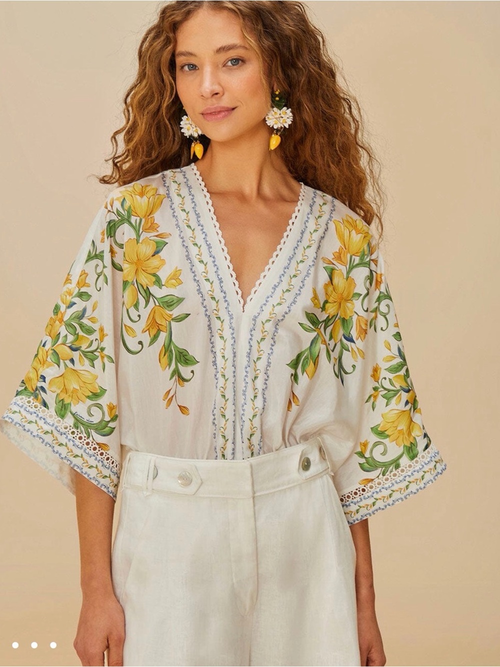 NWT Farm Rio Off-White Sicily Bodysuit Sz M
